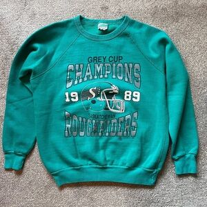 VTG 1989 Saskatchewan Roughriders Grey Cup Champions Crewneck Sweater Waves